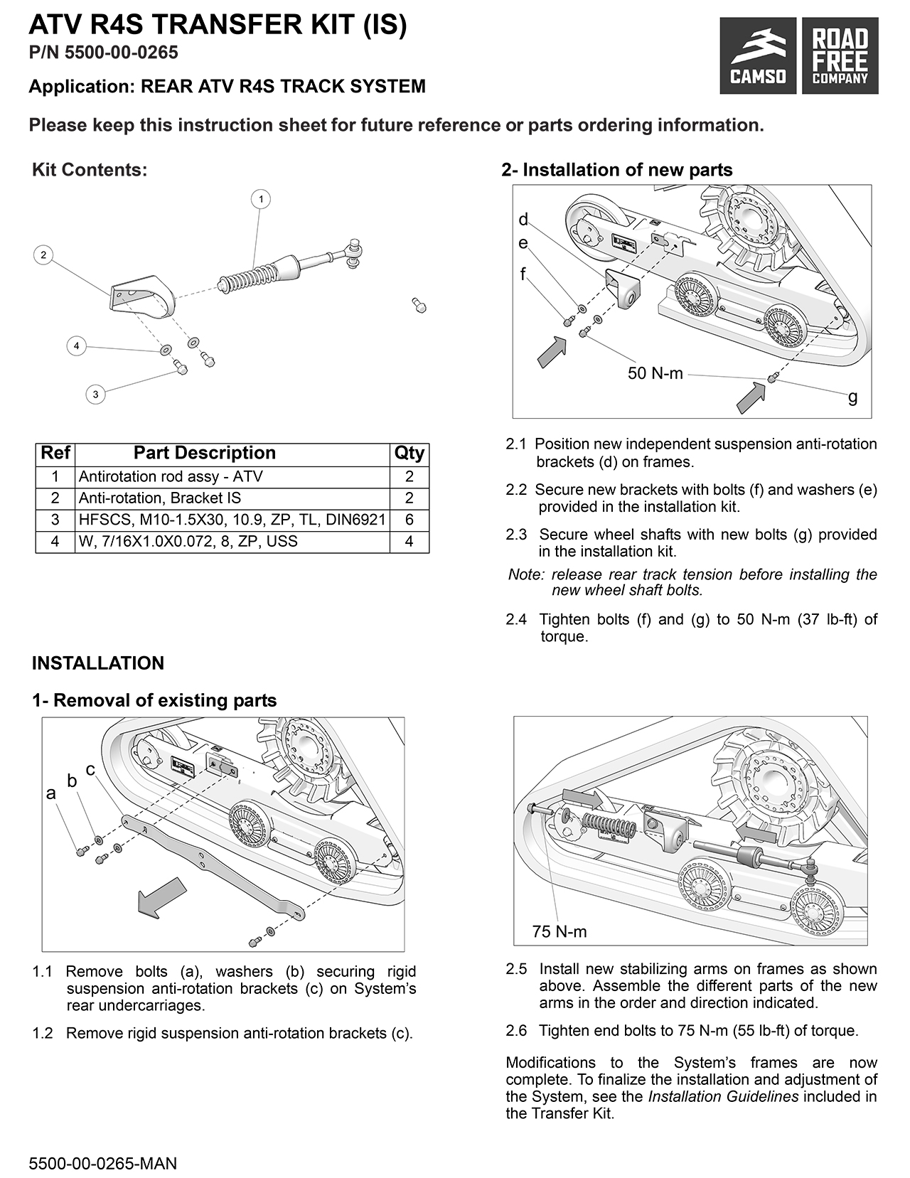 (2017-2020) Independent Suspension ATV Tracks Transfer Kit
