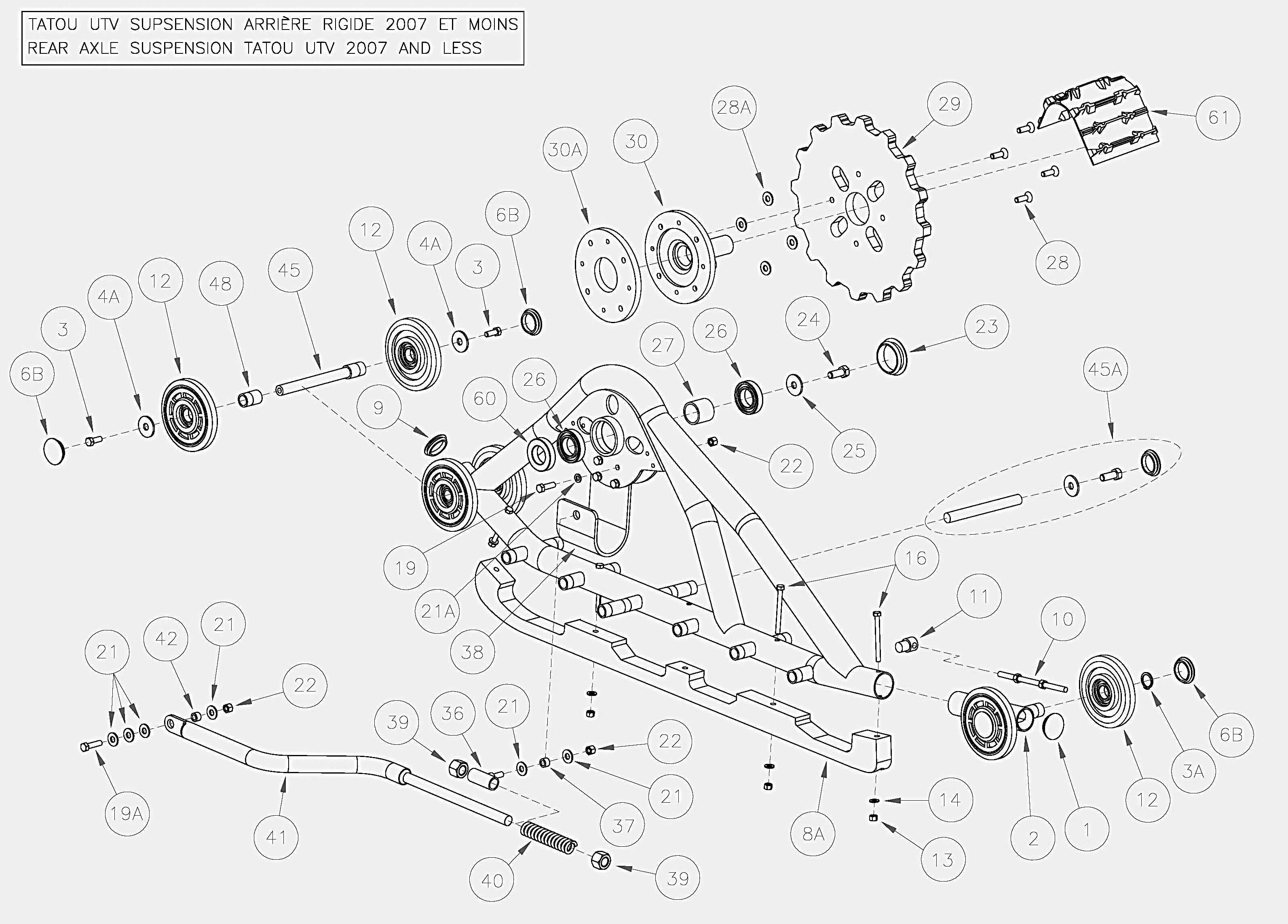 2002 Tatou Original Rear Rigid suspension UTV 2007-less Parts Diagram