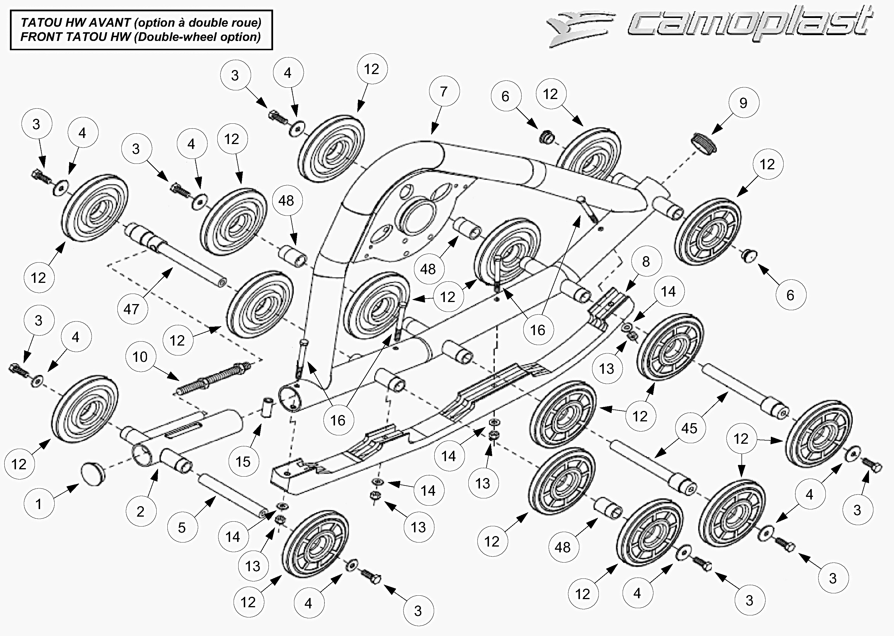 2007 Tatou Original Front HW double wheel option Parts Diagram