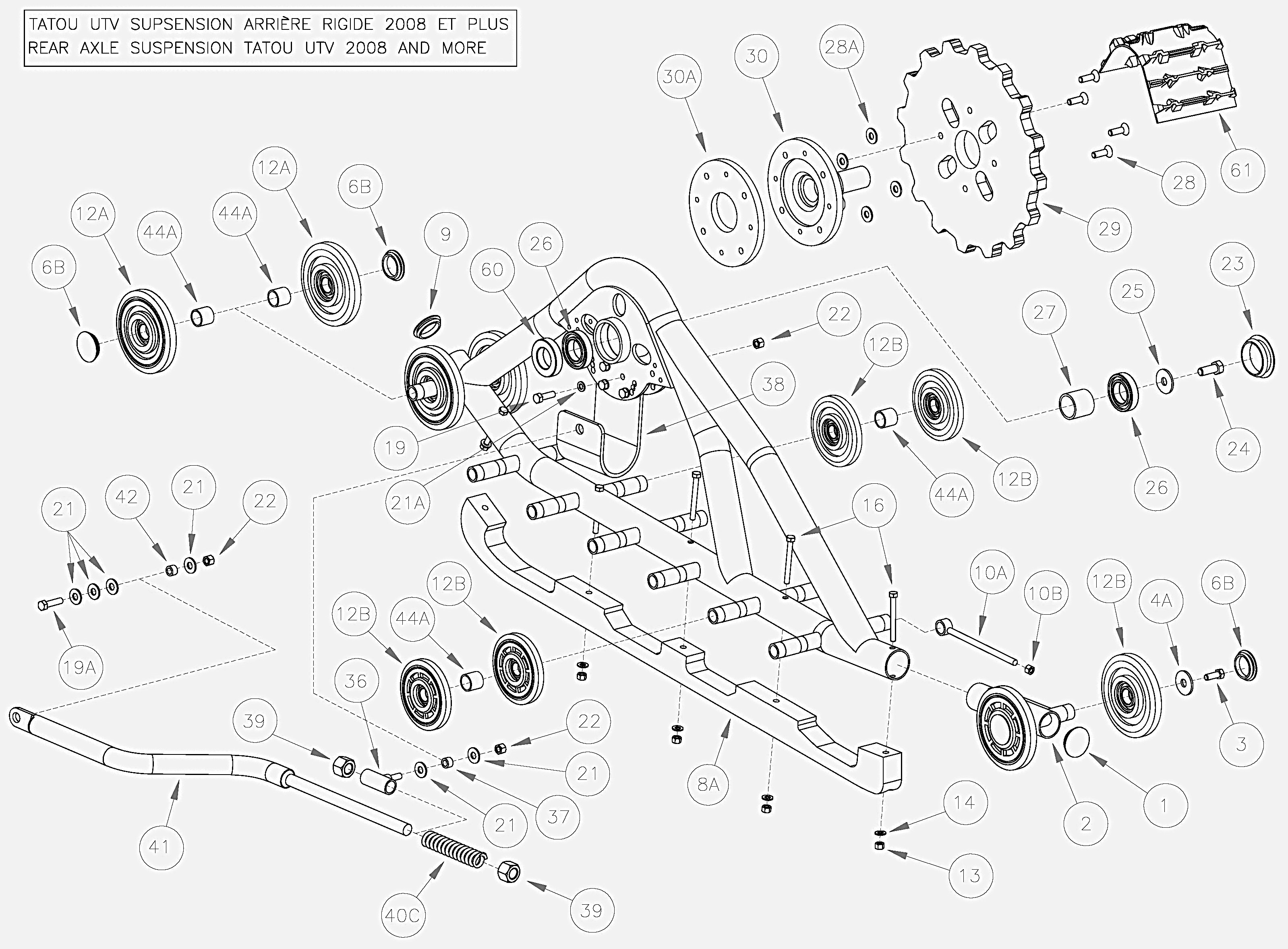 2007 Tatou Original Rear Rigid suspension UTV 2008-more Parts Diagram