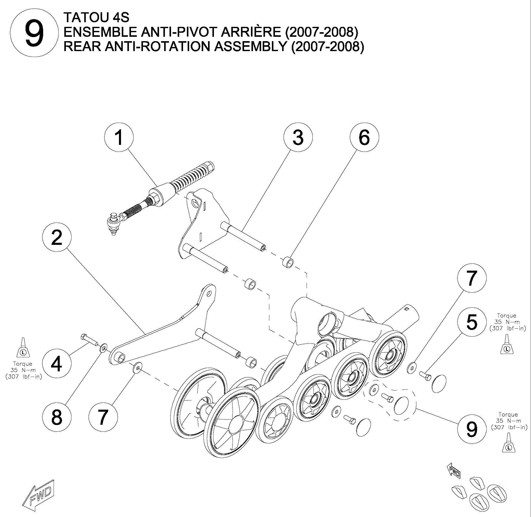 2008 TATOU 4S Rear Anti-Rotation Assembly (2007-2008) Parts Diagram