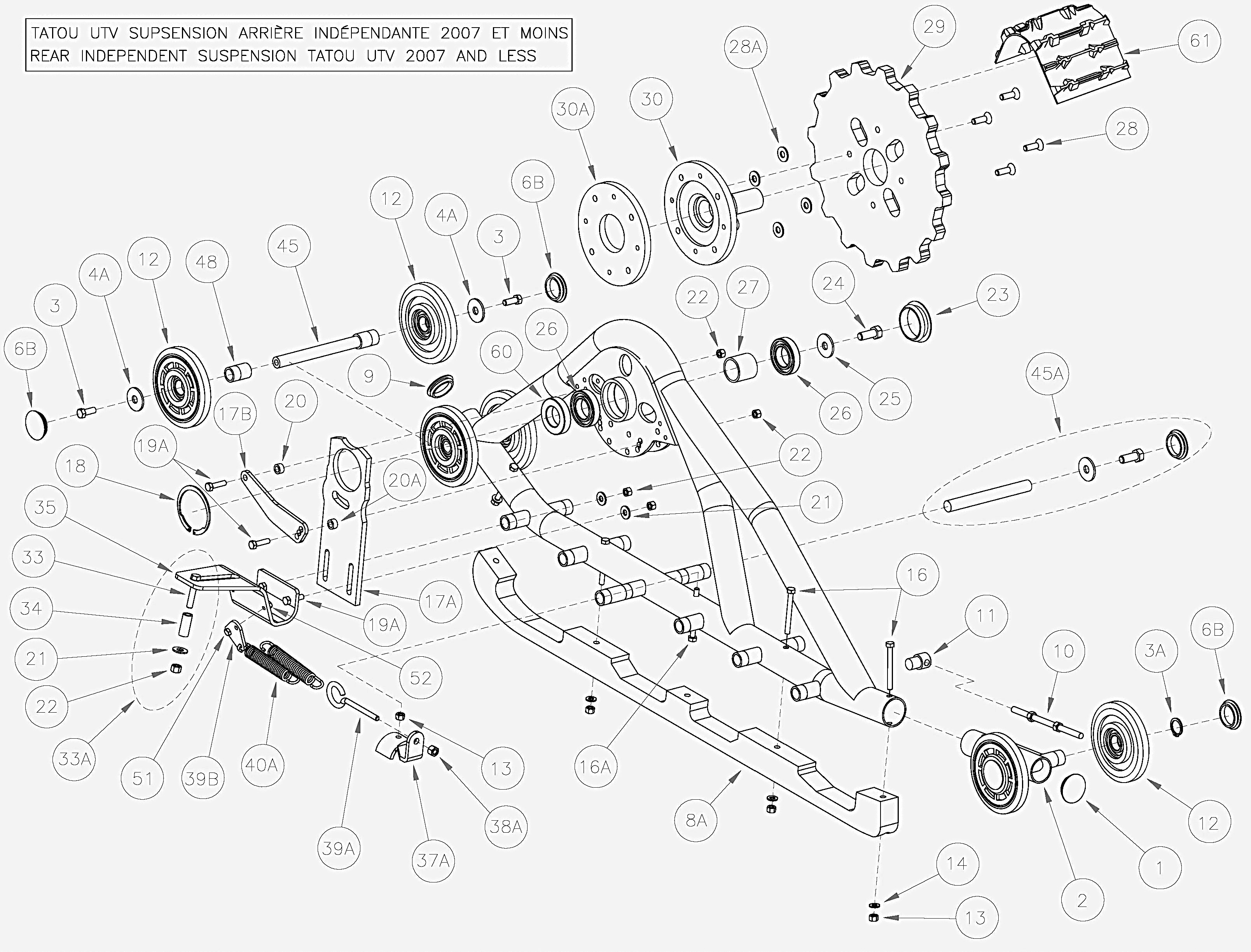 2009 Tatou Original Rear Independent suspension UTV 2007-less Parts Diagram