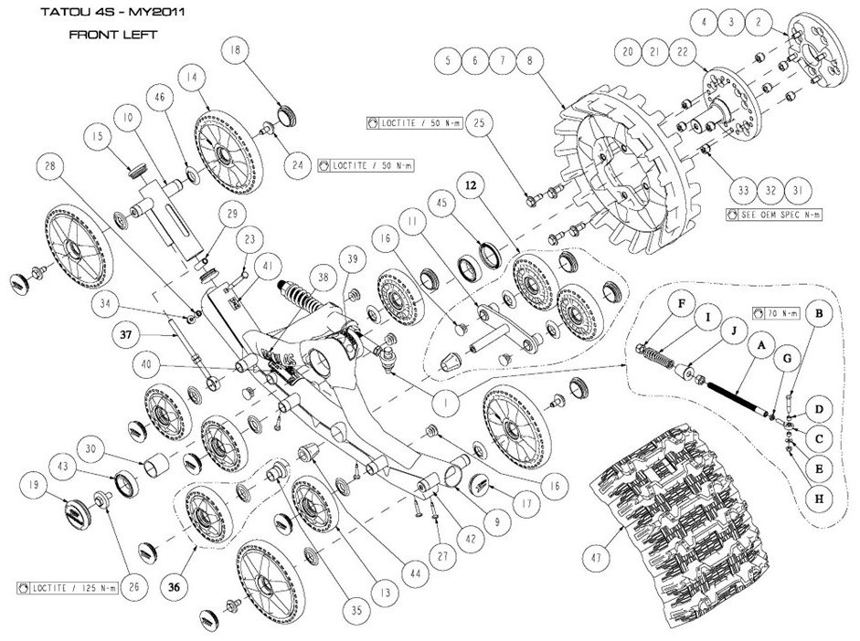 2011 TATOU 4S Front Left & Right Parts Diagram
