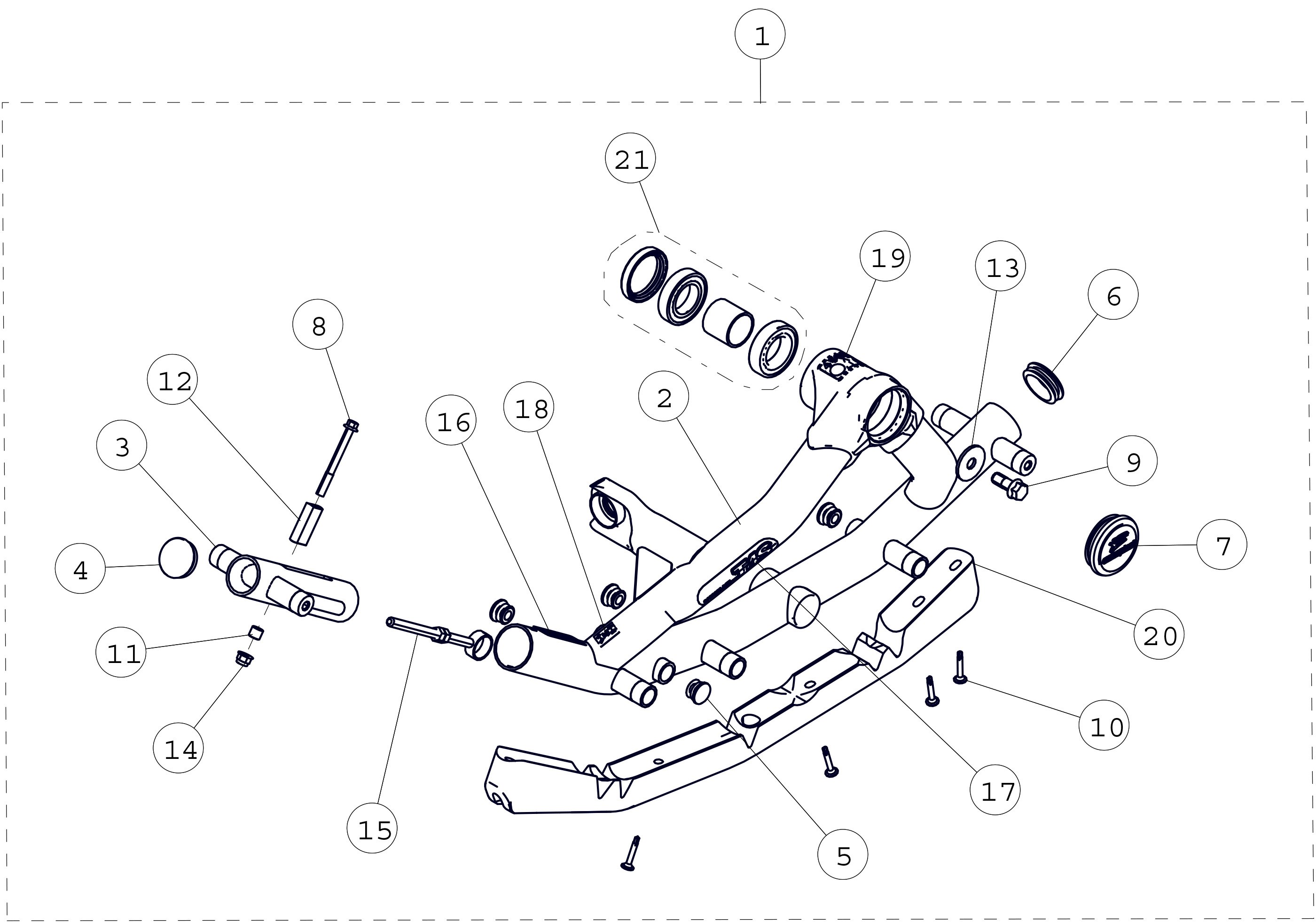 2015 T4S Front Left Frame Parts Diagram