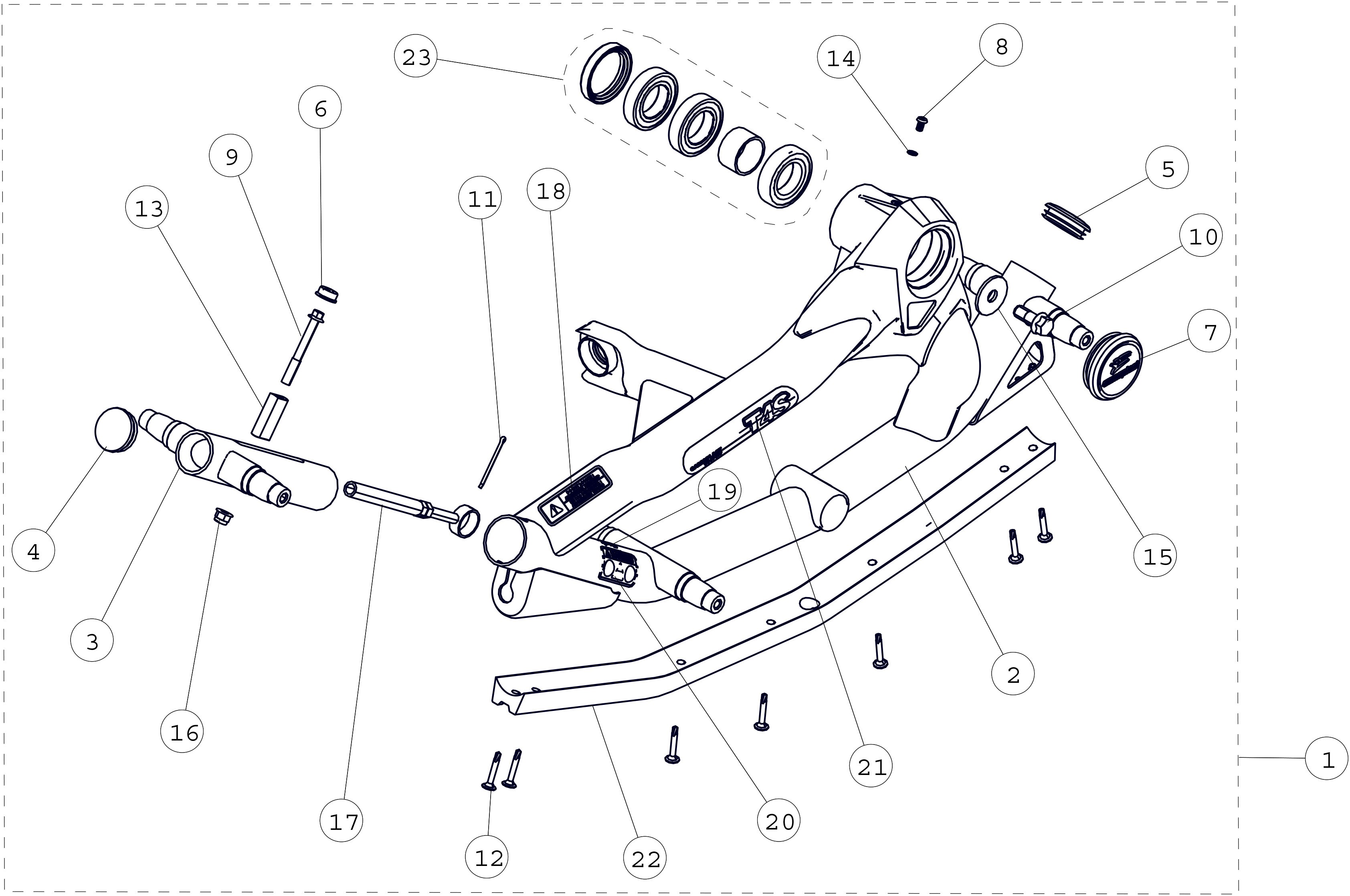 2015 T4S Front Left Frame Parts Diagram