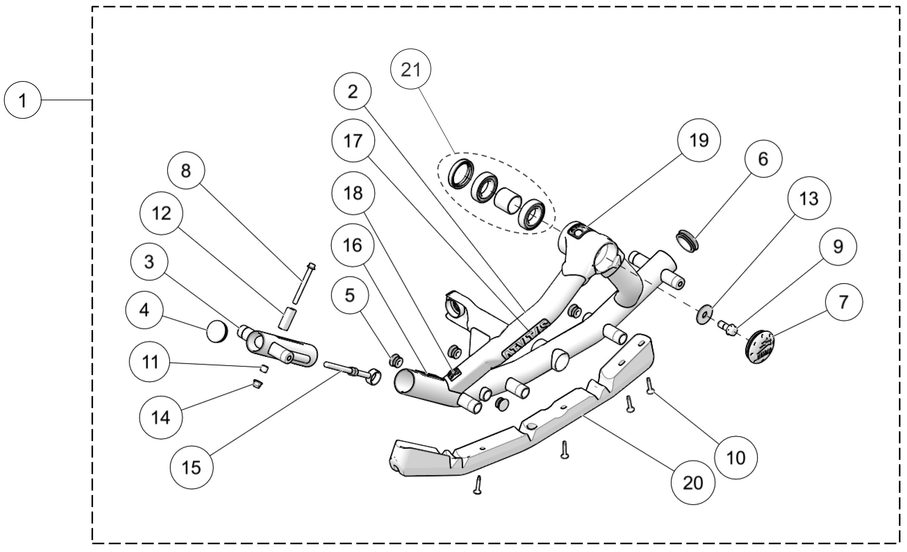 2019 T4S Front Left Frame Parts Diagram