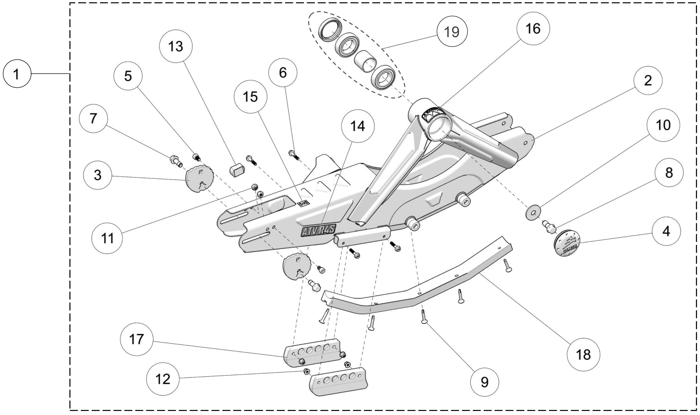 2020 R4S Front Left Frame Parts Diagram