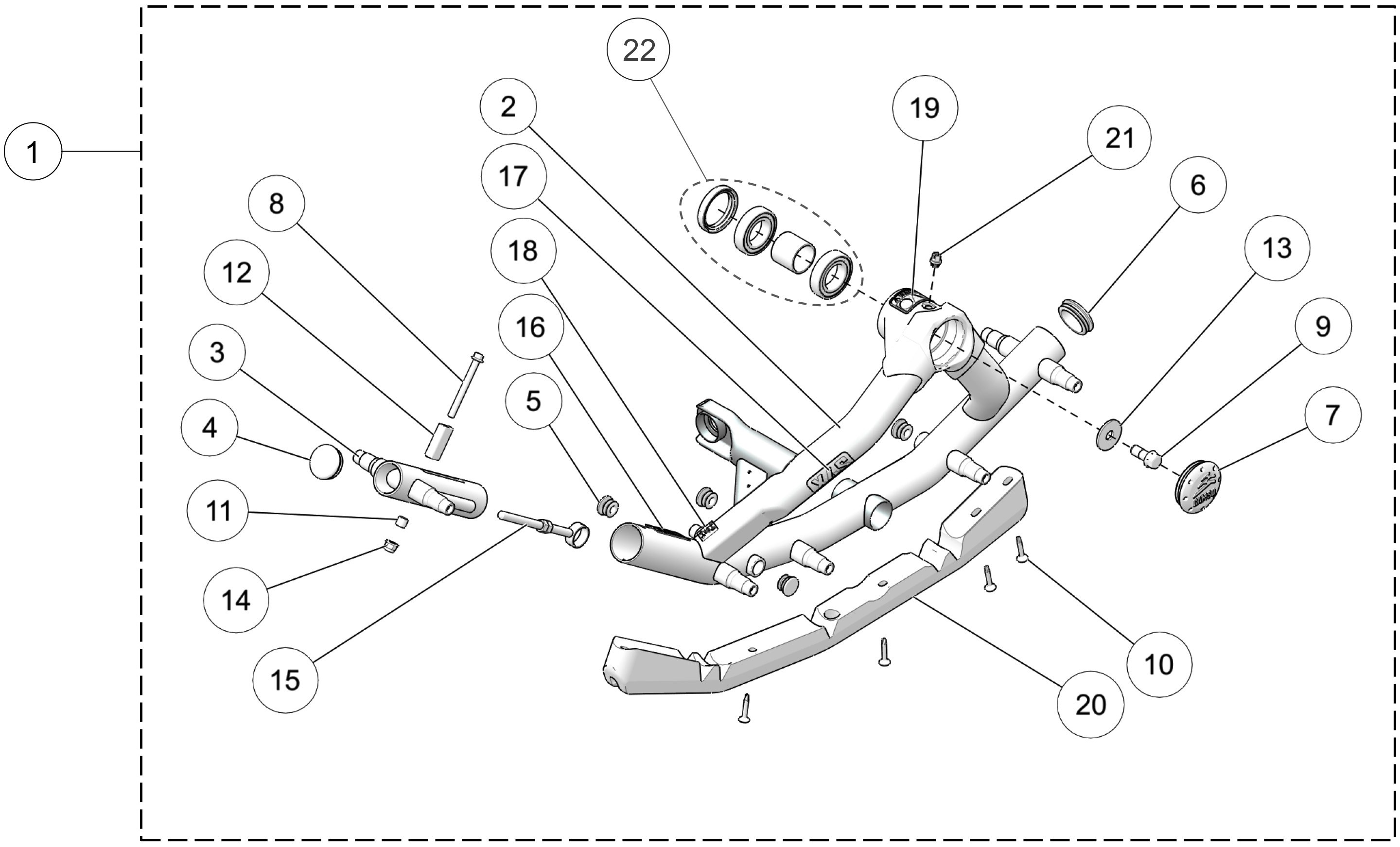 2023 X4S Front Left Frame Parts Diagram