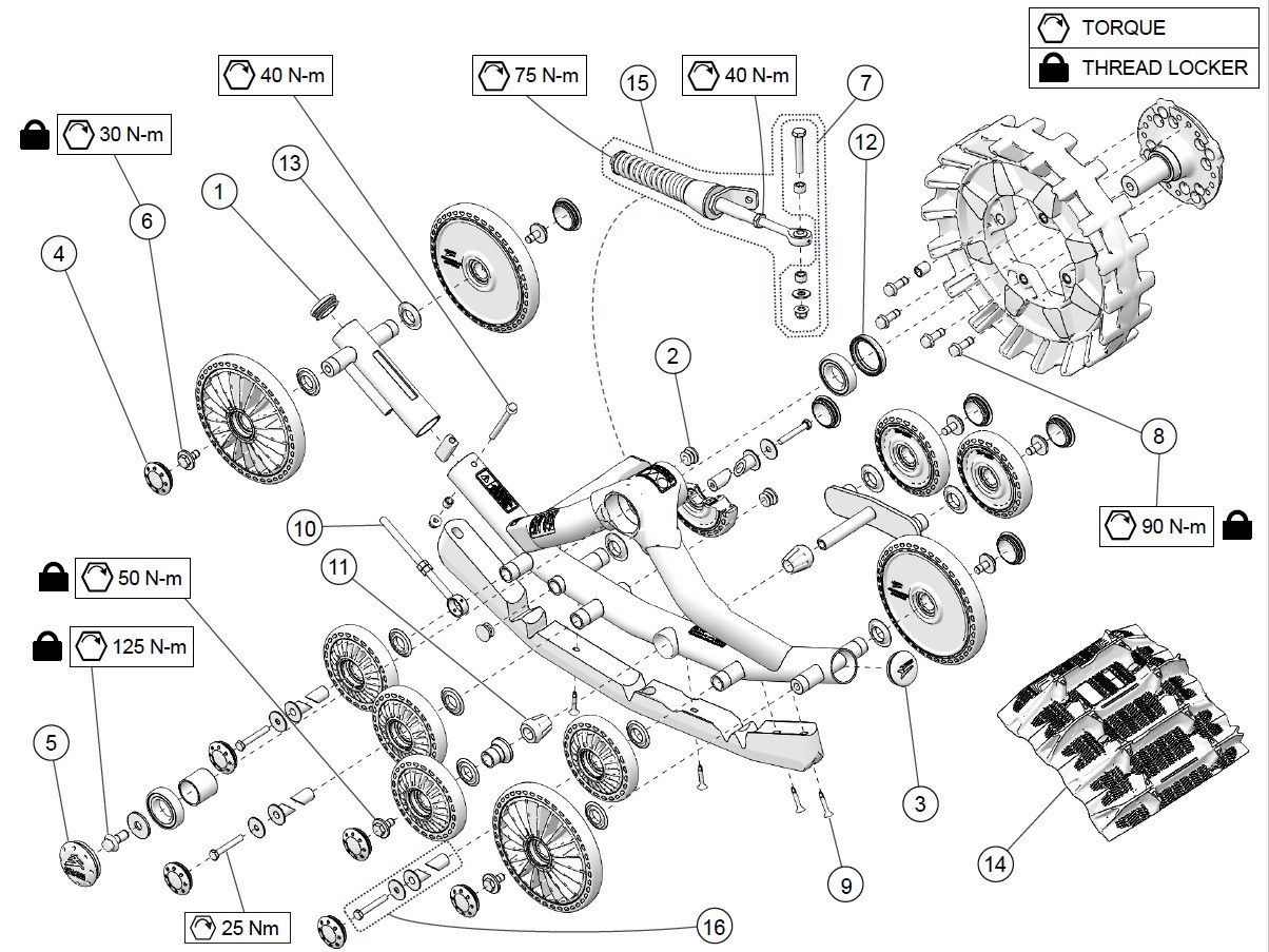 2025 T4S Front Left & Right (w/ wheel holder kits) Parts Diagram