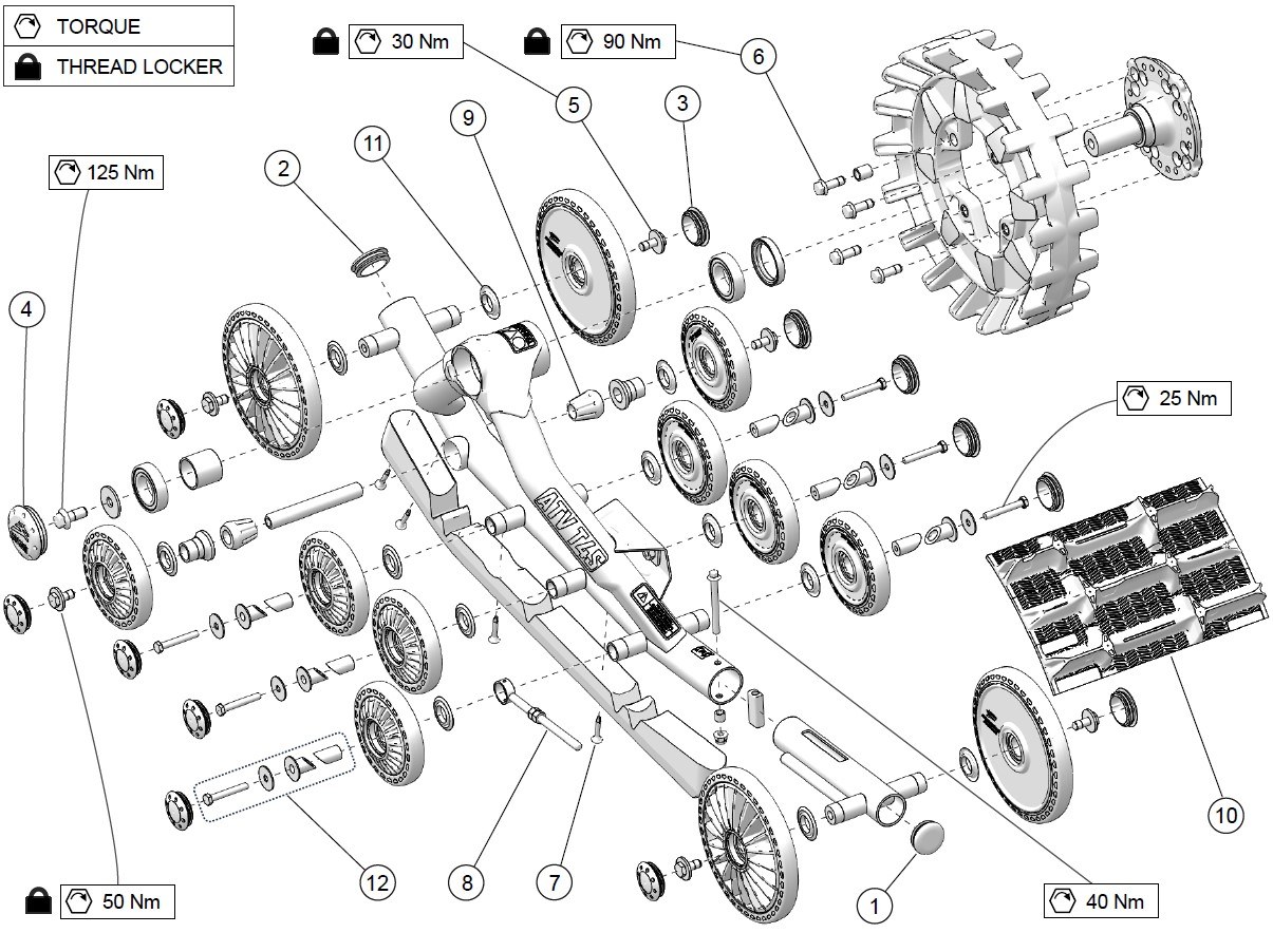 2025 T4S Rear Left & Right (w/ wheel holder kits) Parts Diagram